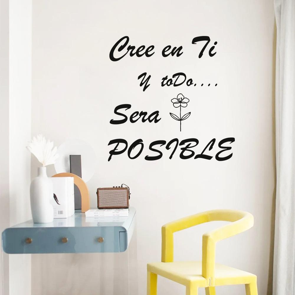 WZ9061 English Slogan Stick Figure Flower Bedroom Living Room Home Background Landscaping Decorative Wall Sticker