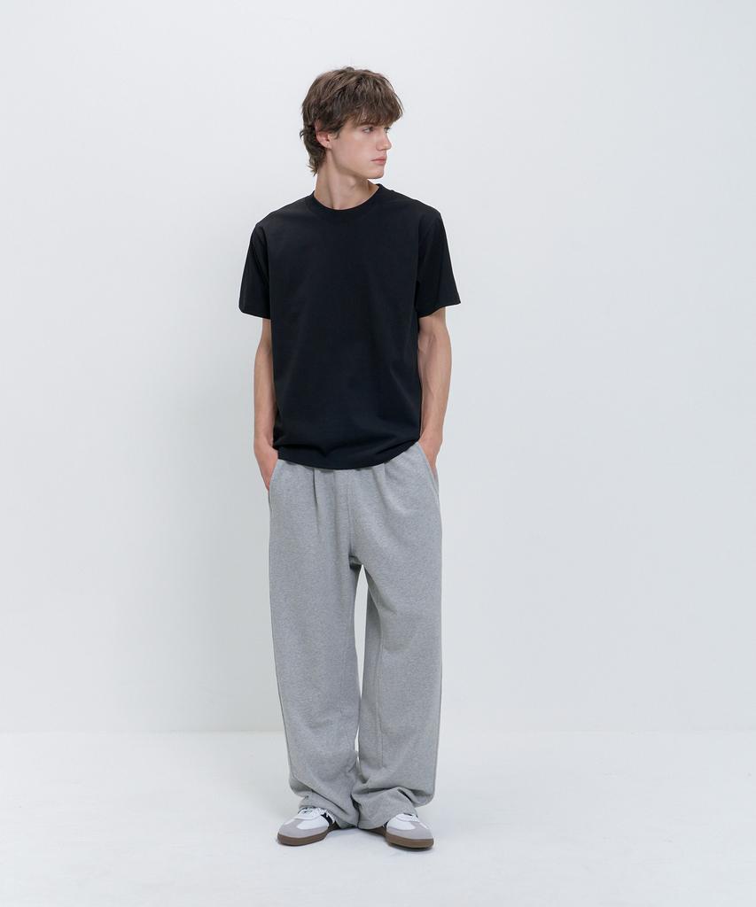 PSSHOPPER Curved Washed Wide Sweatpants [Gray]