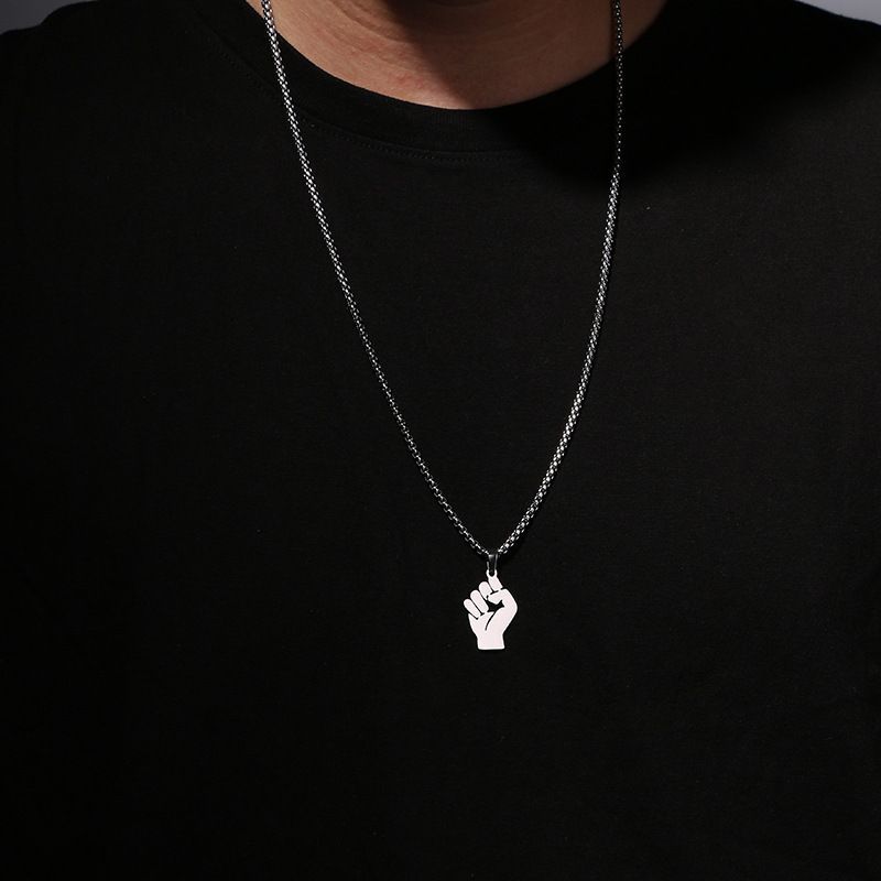 Neutral Titanium Steel Fist Pendant Necklace, Street Dance Accessories, Hip-hop Men's And Women's Accessories, Personalized Internet Sweater