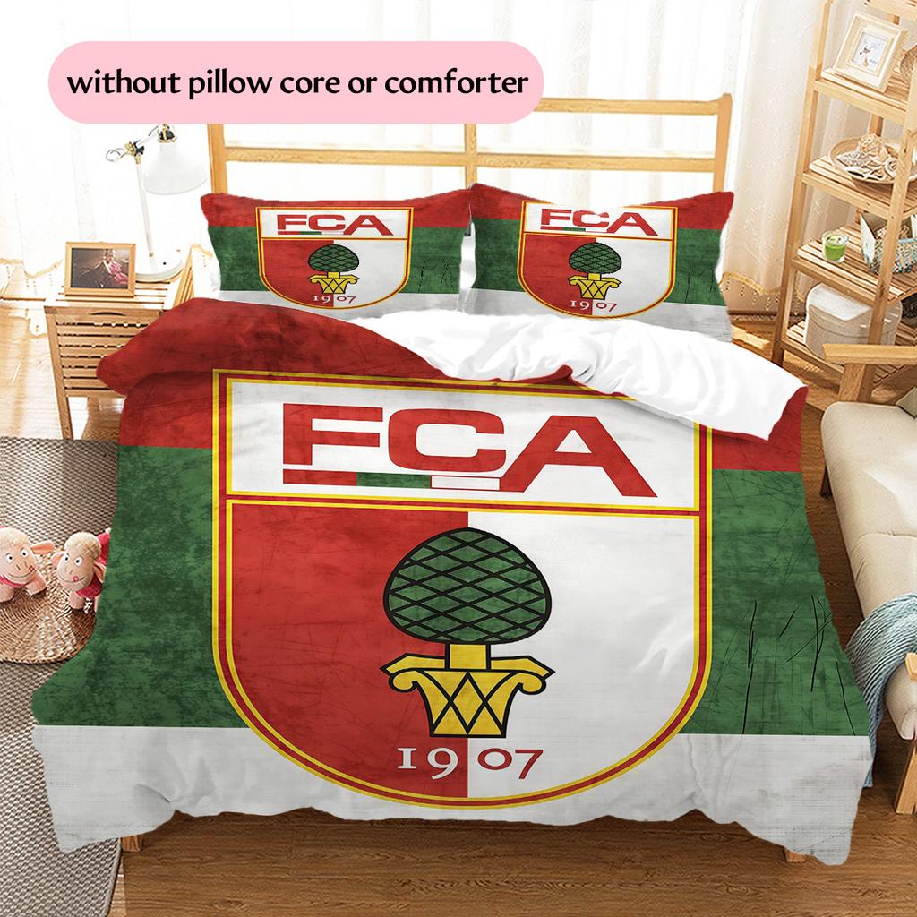 FC Augsburg Pattern Bedding Quilt Set  Home Decoration  Gift (1 * Duvet Cover + 2 * Pillowcase  Without Core).xwn