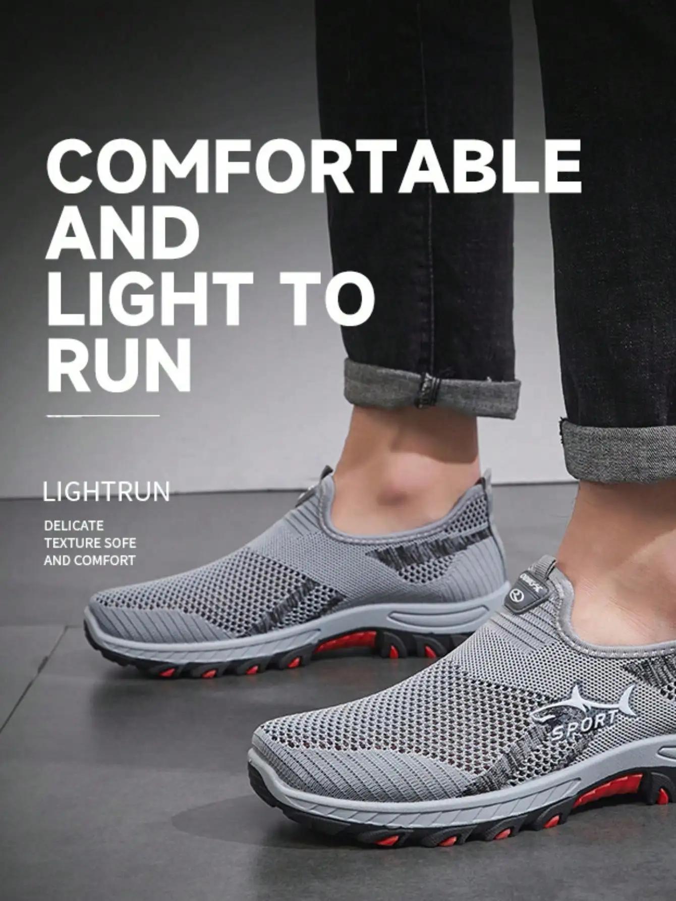 

Men s Breathable Slip On Mesh Sneakers Outdoor Activities Hiking Camping Trekking Spring Summer Comfortable Casual Sports Shoes 40 чорний