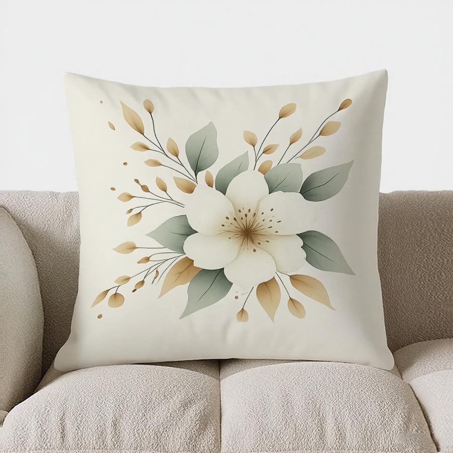 Home Decor Elegant Leafy Pattern Throw Pillow Cover Pattern Cushion Cover Suitable For Sofa Bedroom Car Pillow Cover