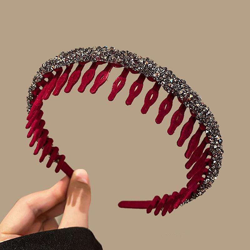 Flocking Bezel Hair Hoops For Women Ladies Solid Color Toothed Non-Slip Headband Hair Band Hair Accessories