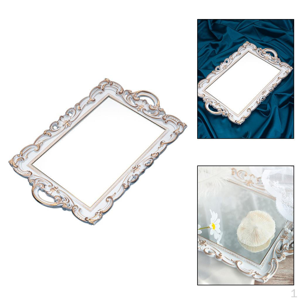 Nordic Retro Mirror Dishes Decorative Tray for Wedding Home Ornament Dessert