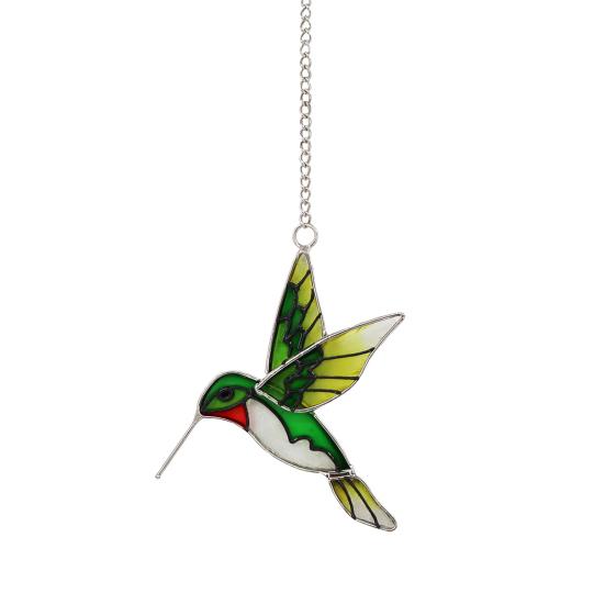 Hummingbird Sun Catcher Stained Glass Hummingbird Suncatcher Colorful Bird Hanging Decoration for Windows Garden Yard Outdoor