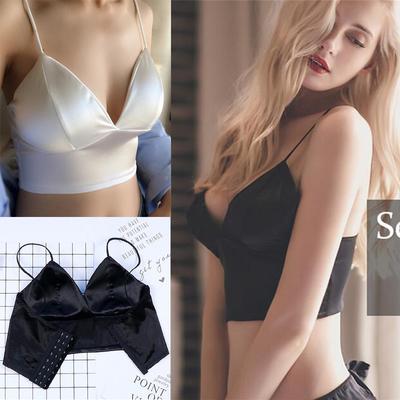 Schicke Sommer-Bralette-BHs aus Seide für Frauen, sexy Strand-Bikini-Crop-Tops