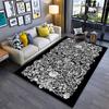 Black Carpet with Vintage White Floral Baroque Pattern Design Suitable for Use As an Anti-slip for Living Room Bedroom Sofas