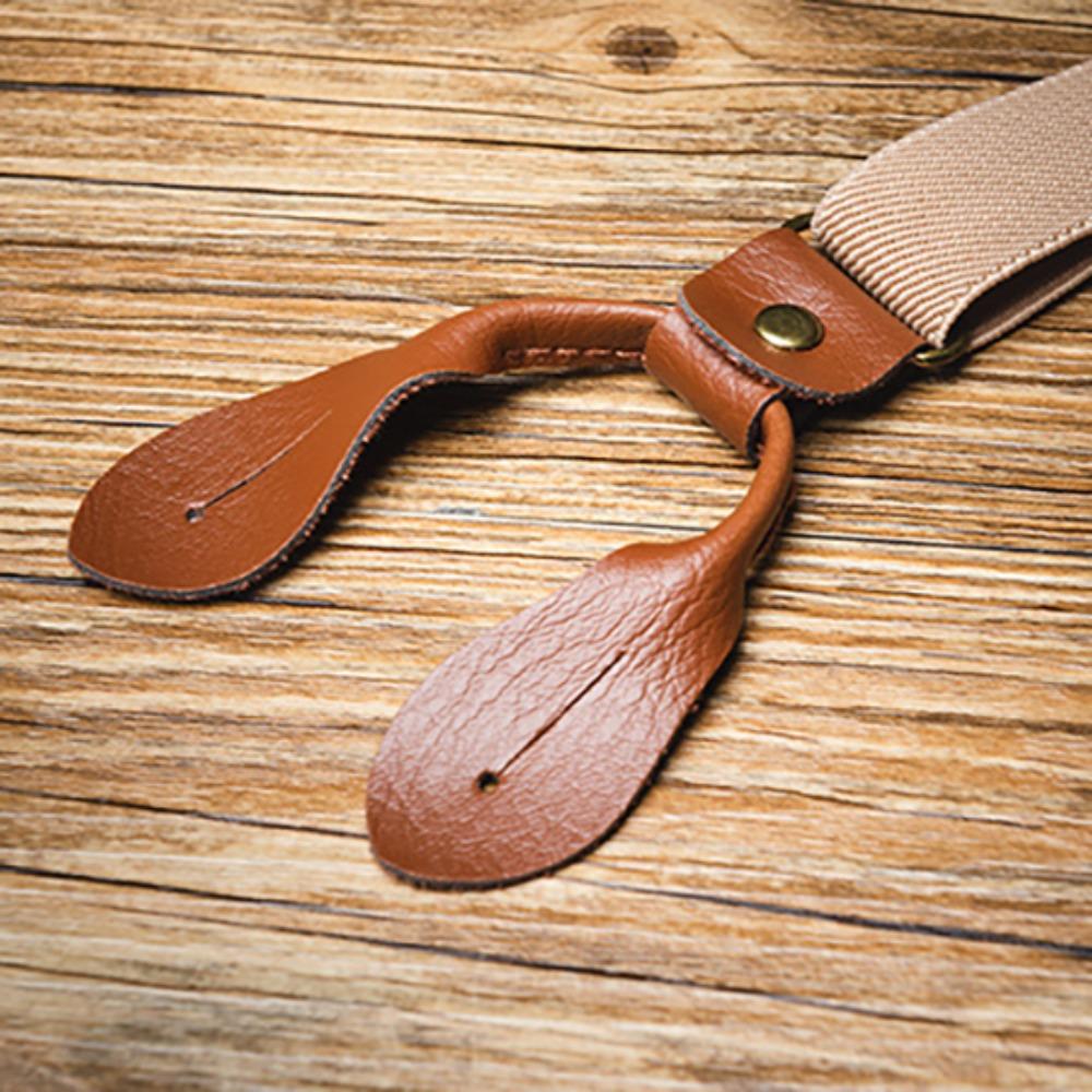 Retro Buttoned Suspenders British Style PU Leather Suspenders Casual Suspenders for Men  Men