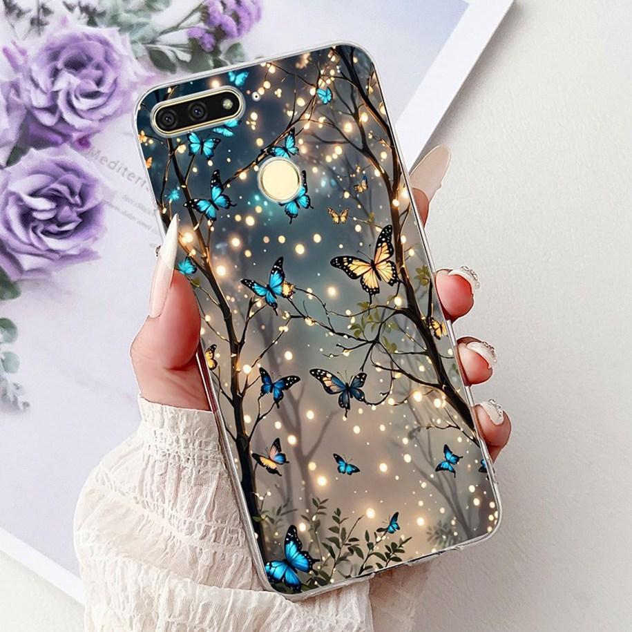 For Huawei Y6 2018 Case ATU-L21 ATU-L22 Cover Luxury Marble Butterfly Soft Silicone Phone Cover For Huawei Y6 Prime 2018 Carcasa