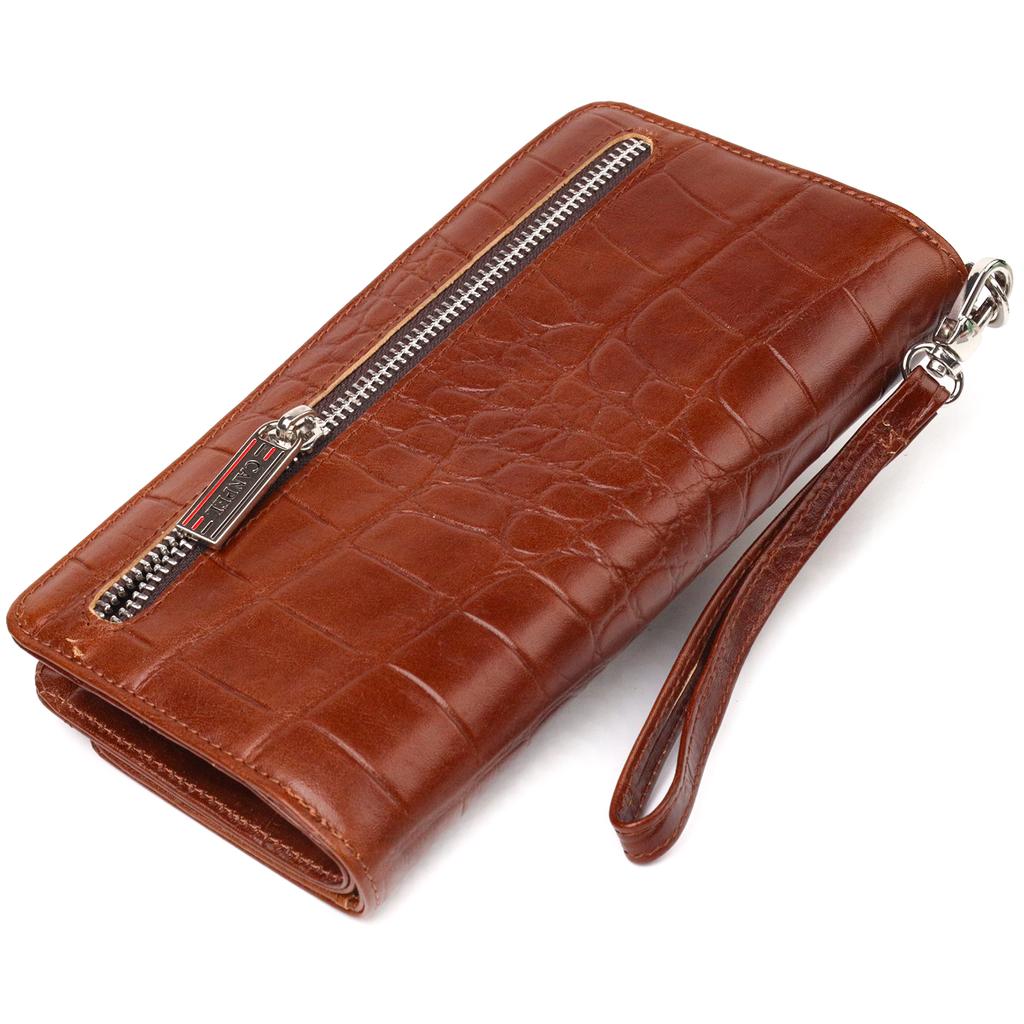 Practical Women's Wallet Made of Genuine Textured Leather CANPELLINI Wallet 21544 Brown