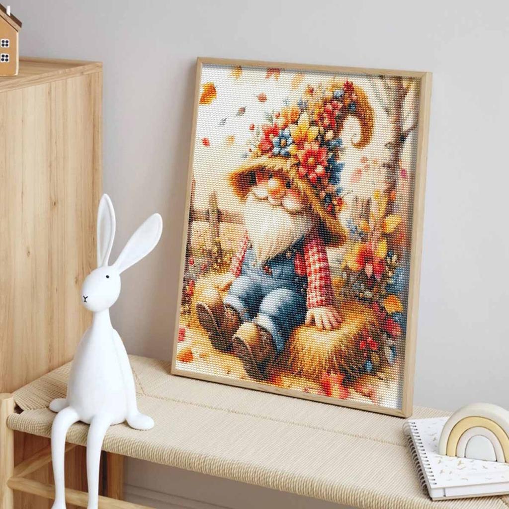 Halloween 5D DIY Diamond Art Painting Kit Autumn Fall Gnome Home Wall Decor Handmade Gift for Thanksgiving Seasonal Craft Supplies
