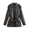 Za New Fall Women's Clothing 2025 Fashion Style French Fashion All-Match Loose Fitting Pocket Decoration Imitation Leather Jacket Outwear