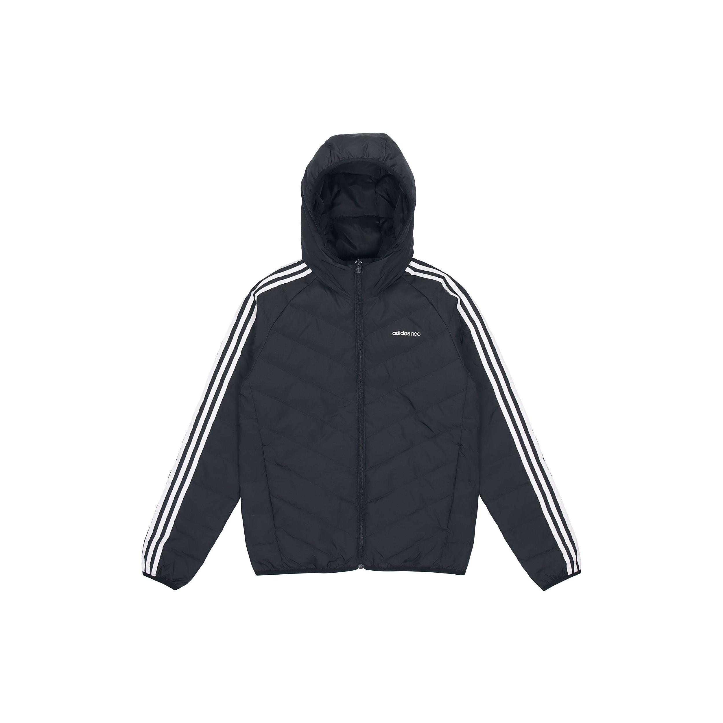 adidas neo M 3s Lw Down Jk Logo Printing Stay Warm hooded Sports Down Jacket Black Men s H45252 M