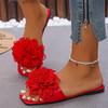 Scarpe da spiaggia primaverili ed estive, abbigliamento casual da esterno, ciabattine basse foderate di fiori