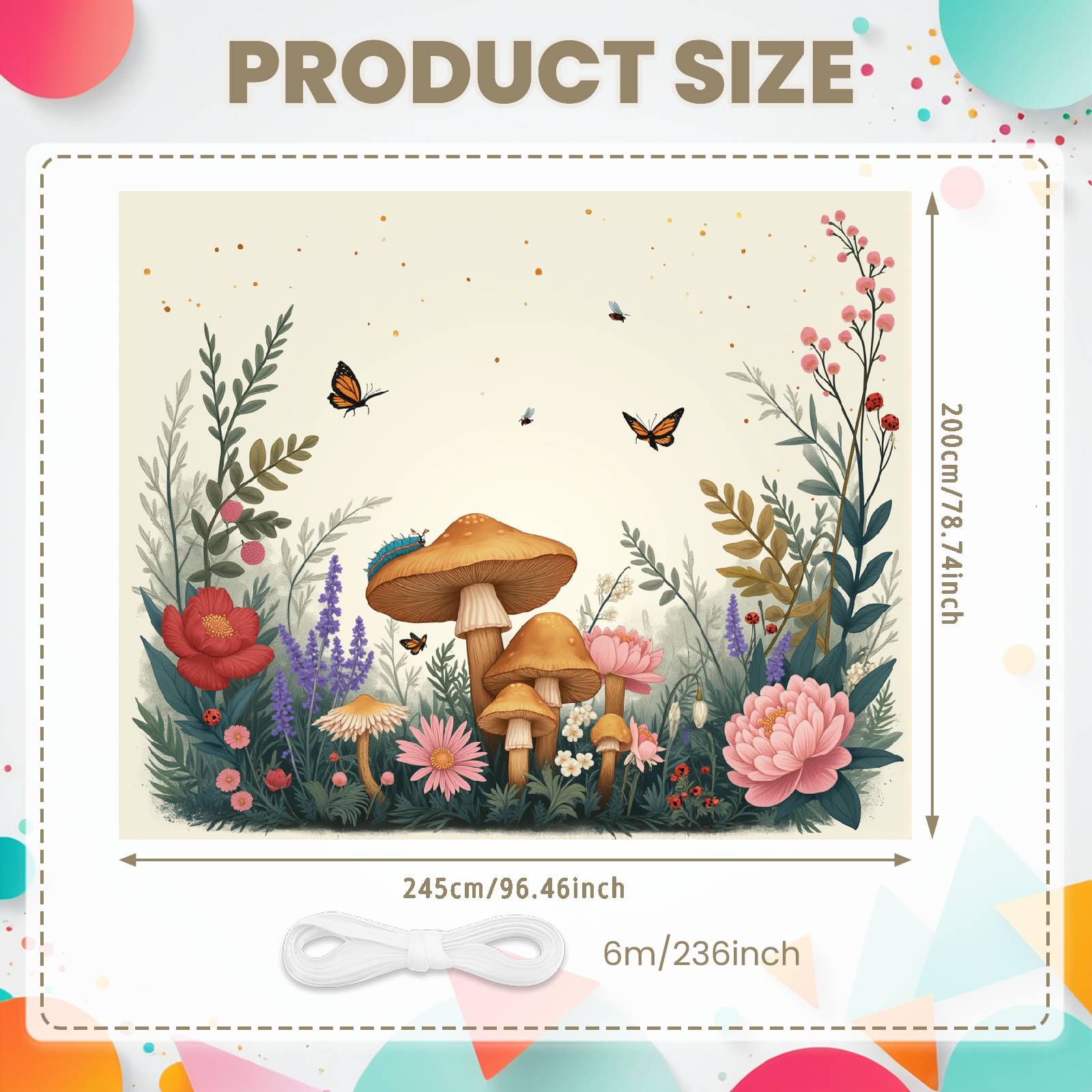 

Mushroom Garden Banner Lavender Sprig Wild Nature Background Woodland Scene Background Pink Peony Woodland Garden Banner