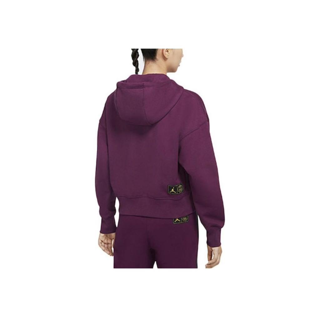 Jordan PSG Fleece-Lined Hooded Pullover Women Tops Burgundy CW3926-610