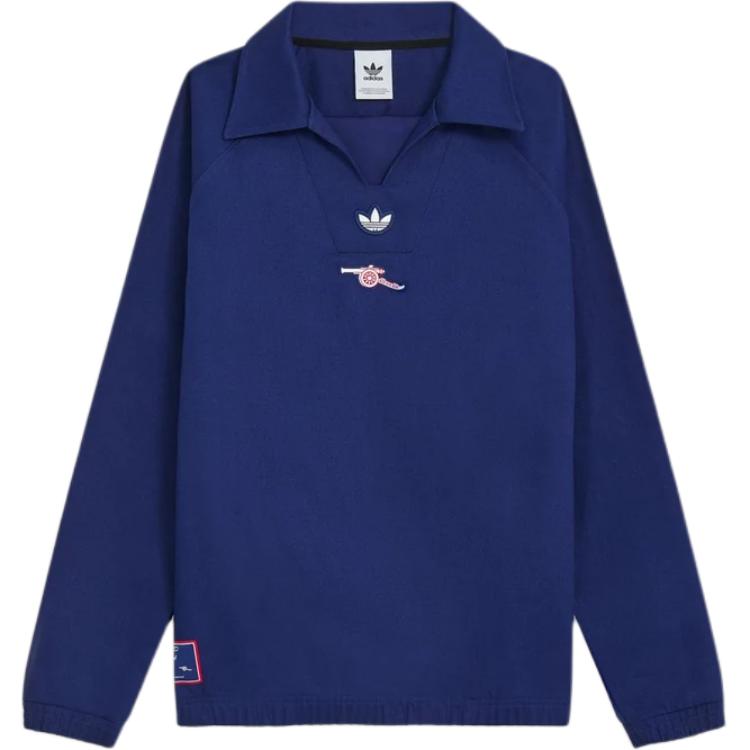 Adidas Originals Retro Football Polo Long Sleeve Sweatshirt Men Blue JF0547 S