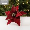 Large Poinsettia Glitter Flower 26cm Xmas Tree Decorations New Fake Flowers  Christmas Decoration