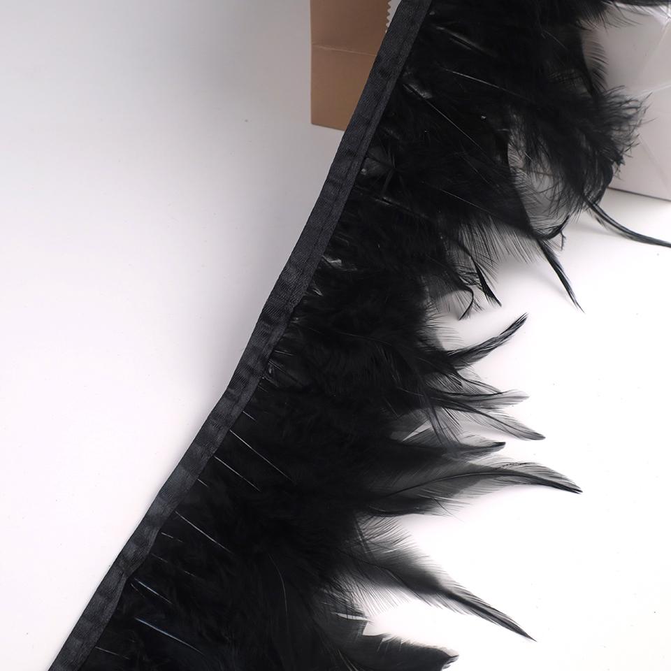 10Meters Hackle Feather Trim Rooster Neck Feather Ribbon Pheasant Feathers Fringe for Crafts Accessories Sewing Decoration
