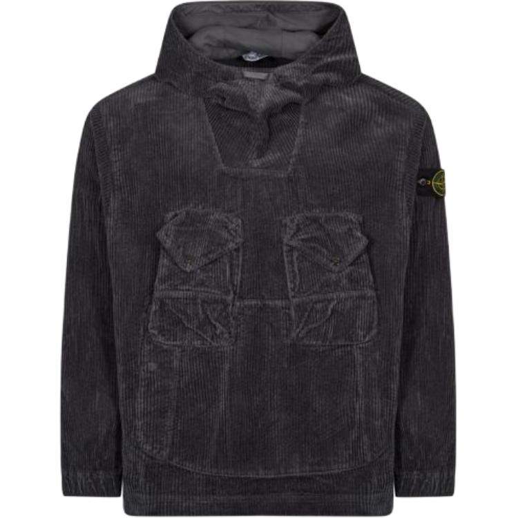 Stone Island Casual Pullover Solid Color Hooded Long Sleeve Sweatshirt Men sweatshirt Black 791511611-V0062