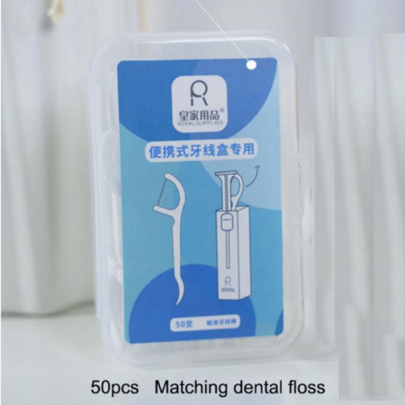 Portable One-button Launch Automatic Dental Floss Case Refillable Flosser Carrying Box for Travel Business Trip Vacation