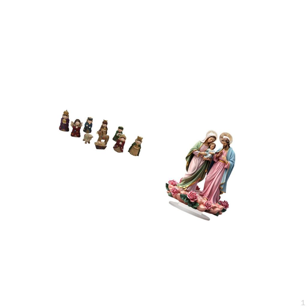 Christmas Nativity Scene Figurines Set Religious Tabletop Ornaments Acrylic Desktop Decor Unique