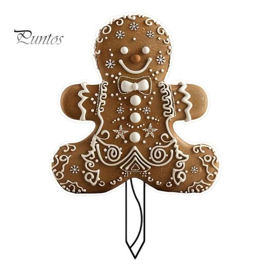 Christmas Outdoor Yard Decoration Gingerbread Man Garden Stake, Acrylic Cute Holiday Lawn Art 2D Flat for Patio Decor Durable Stake