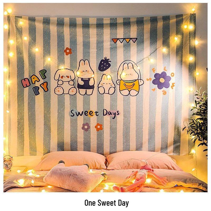 Ledotime Cute Cartoon Wall Tapestry with LED Lights