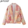 Autumn/Winter Lapel-Collared Fashion Print Cotton Jacket