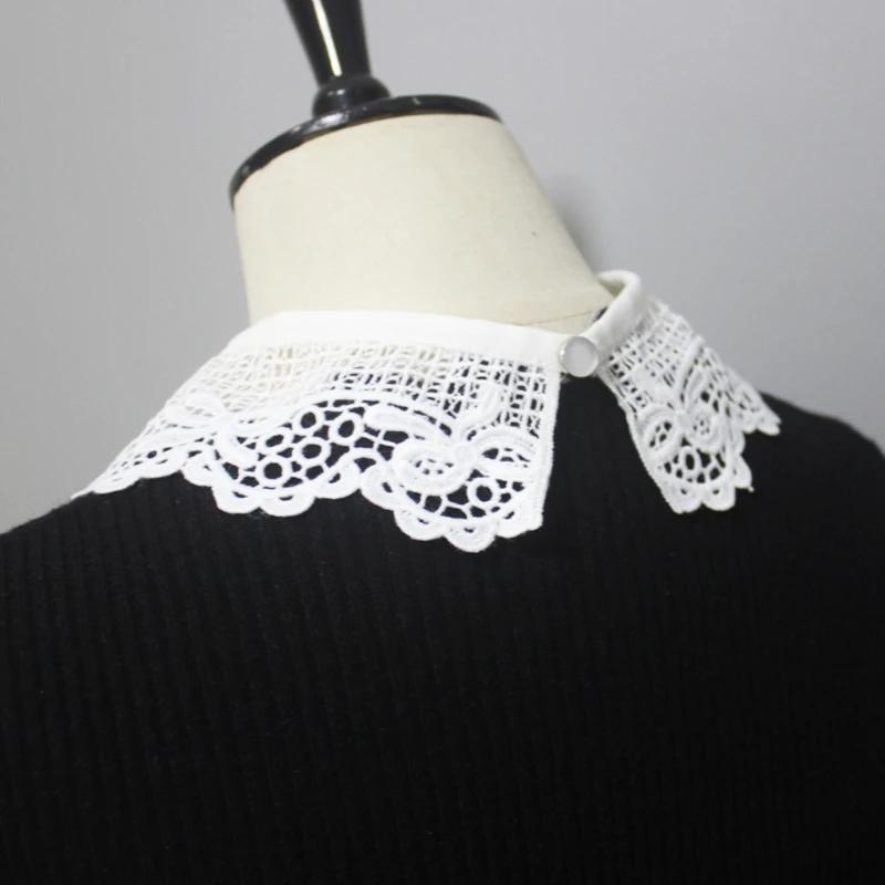 Women Elegant Embroidery Lace Neckline Fake Collar False Bowtie Bowknot Detachable Collar Fashion Clothing Accessories