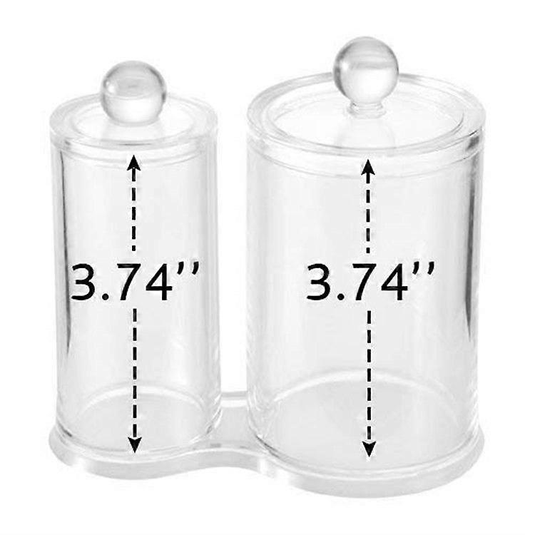 Cotton Pad Box 2 Round Compartments Transparent Acrylic Makeup Storage for Cotton Swab and Cotton Pads