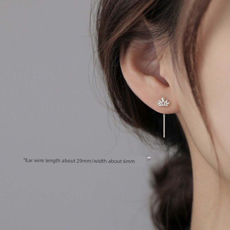

Xiangnan 999 Sterling Silver Crown Niche Style Best Selling Hanging Earrings 999 silver crown ear line (two price)