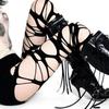 Y2K Gothic Punk Black Fishnet Stockings: Ripped Style Women's Hot Base Pantyhose