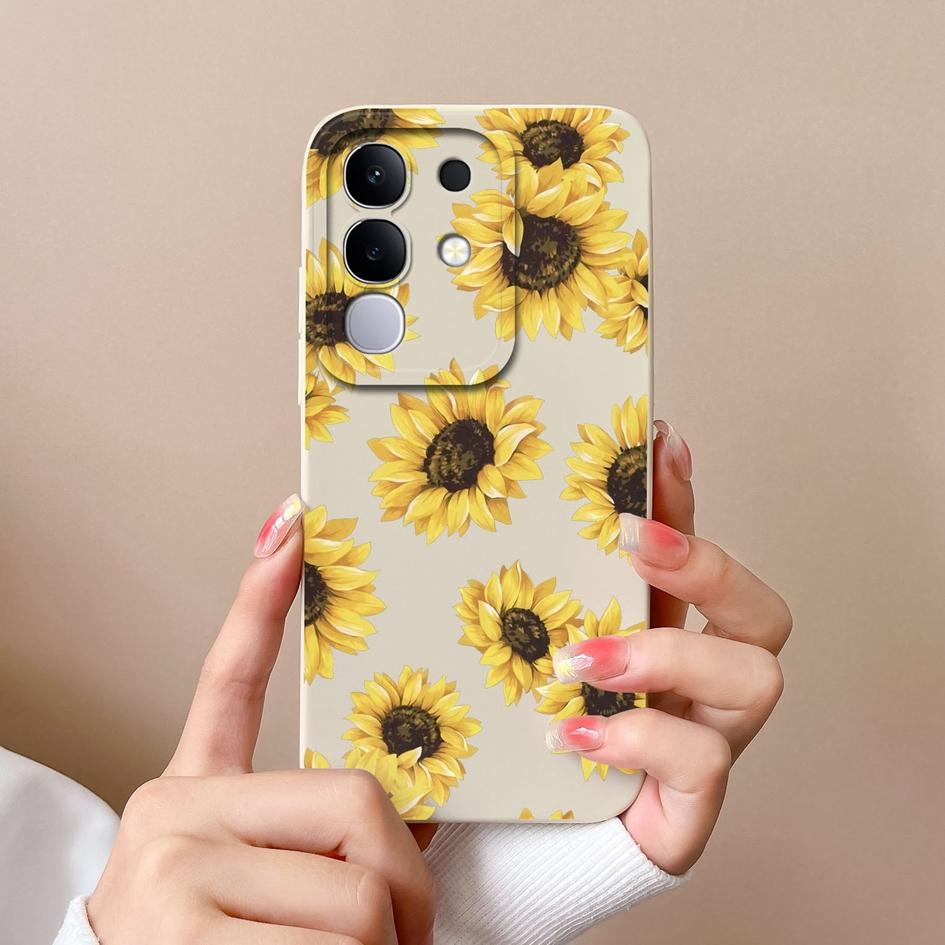 Für Vivo Y29 Y29S Y39 S19 Pro Y19S V30 V40e V50 Y04 T4x iQOO Z9s V40 Lite(IDN) Hülle Hübscher Schmetterling Gänseblümchen Weiches Silikon Anti-Sturz Schale Für Vivo Capa