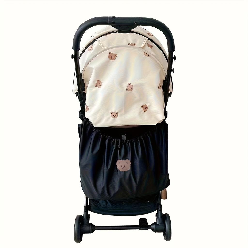 1pc Stroller Bag Lightweight Parent Bag with Bear Design - Large Capacity Storage Pouch for Strollers, Milk Bottles