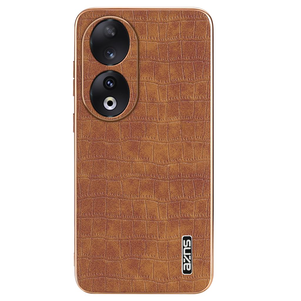Pro pouzdro na telefon Honor 90 Galvanizovaný kožený zadní kryt s krokodýlí texturou