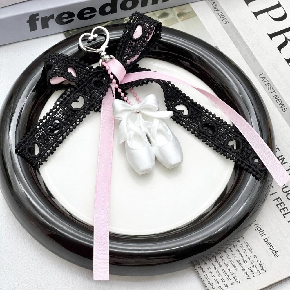 lace bowknot Ballet Shoes Keychain Backpack Decor Ballet Shoes Bow Keychain  Women