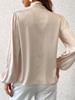 Women's Long Sleeve Satin High Neck Bow Top