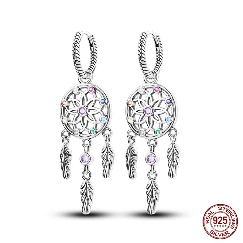 

925 Sterling Silver Dreamcatcher Earrings For Women Exquisite Colored Zircon Lipstick perfume paint palette Earrings Jewelry
