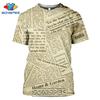 Staré noviny Trička 3D tisk Muži Ženy Ležérní Móda Hip Hop Legrační Krátký rukáv Streetwear Vintage topy Košile