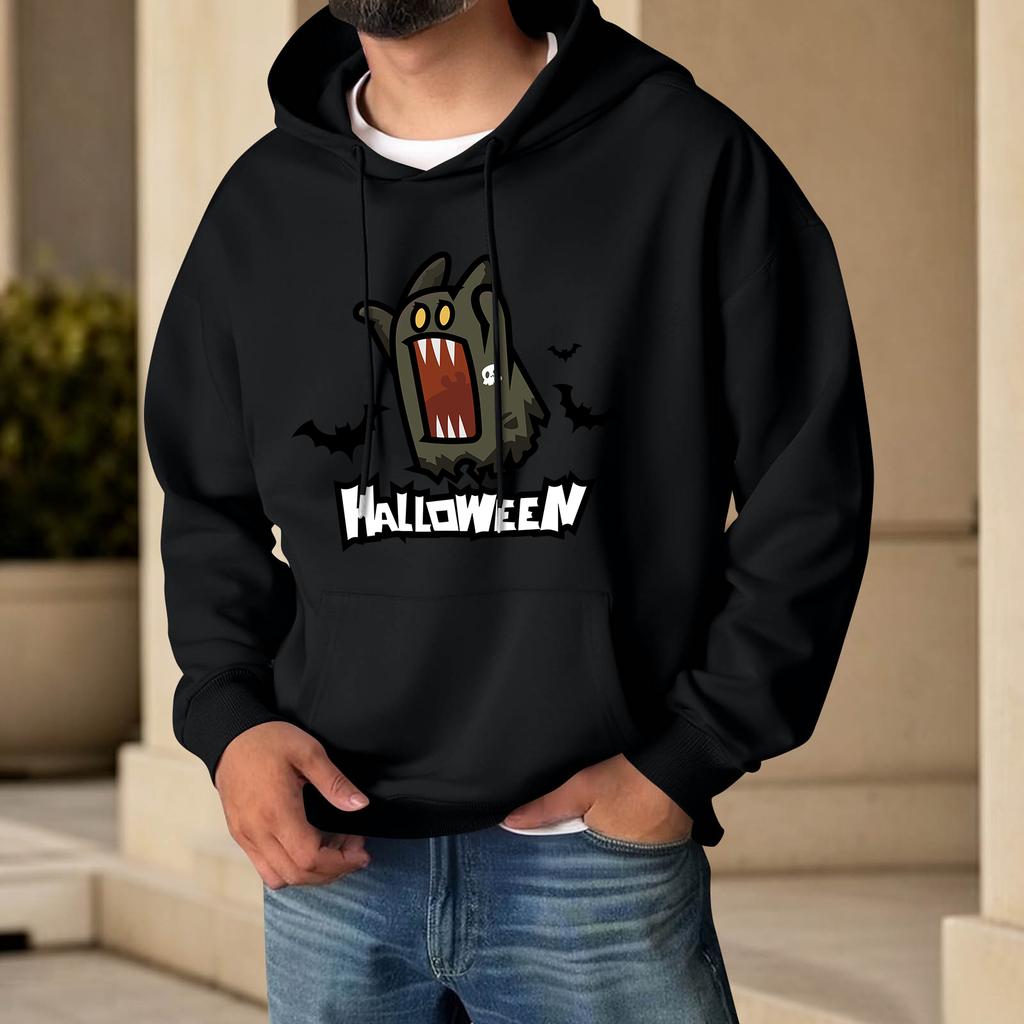 Men's Halloween Print Hoodie with Pockets Long Sleeve Casual Pullover