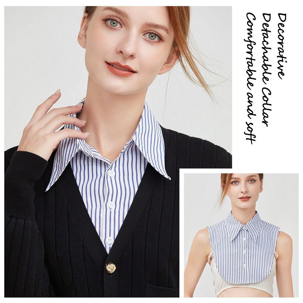 Stripes False Collar Detachable Lapel Half Shirt New Fake Collar  Women Girls