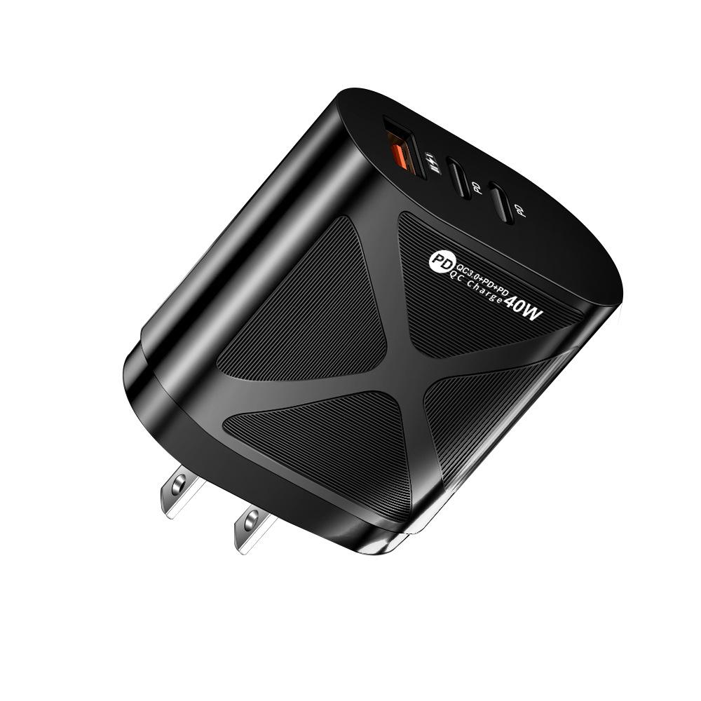2,4A LED-Reise-Ladegerät mit Lichtern, USB + Dual-PD-Typ-C-Anschlüssen, EU/US-kompatibel