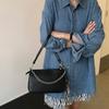 PU Women's Chain Baguette Bag Street Trend Design Feel Armpit Small Square Bag