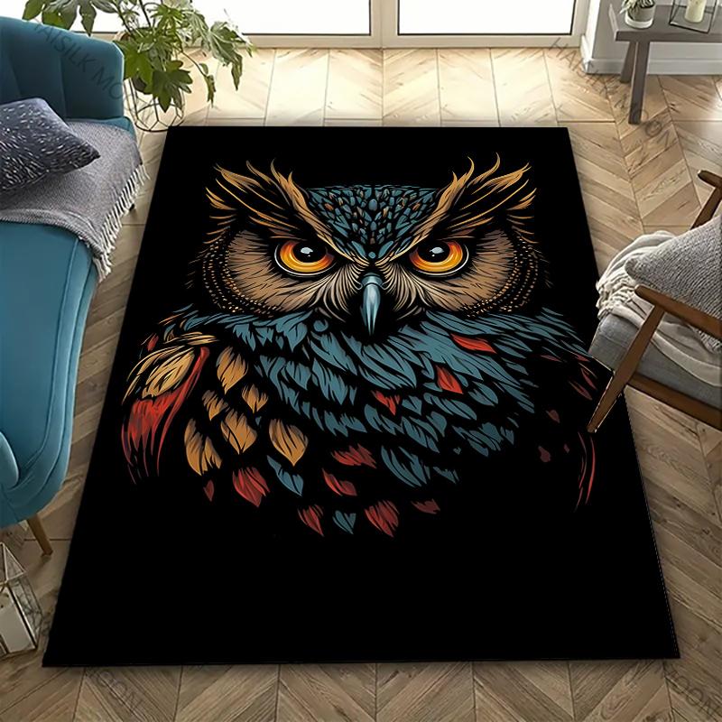 3D HD Printing Owl Print Rug Carpet for Bedroom Living Room Decor Area Rug for Sofa Washable Floor Mat Coffee Table Special Gift