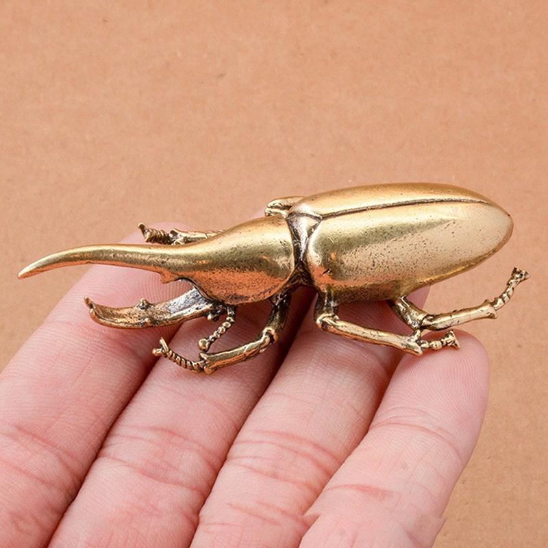 3 Style Available Beetles Miniature Figurine Small Desk Decoration Vintage Copper Insect Tea Pets Ornament Home Decor Accessory
