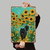 Black Cat In Sunflower Field Metal Wall Art Decorative Painting for Living Room Bedroom