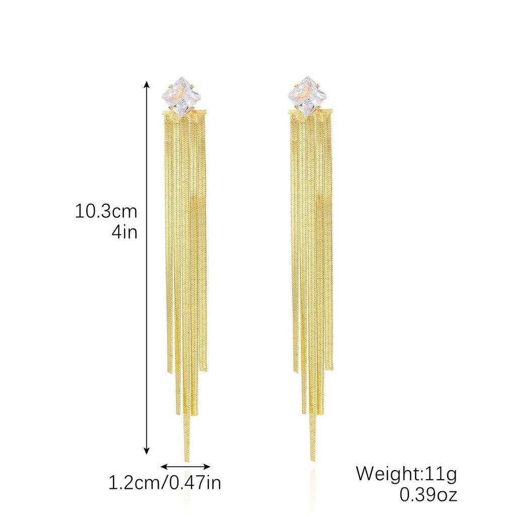 Orecchini di Lusso Europei e Americani con Nappe: Design Invernale Lungo con Zirconi e Strass