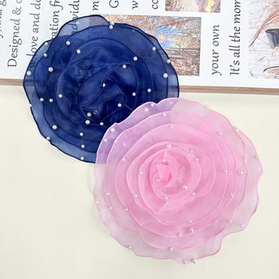 Cute 3D Organza Fabric Rose Flowers Patch Artificial 26.5cm Chest Flower Wedding Dress Neck Decoration Brooch Accessories