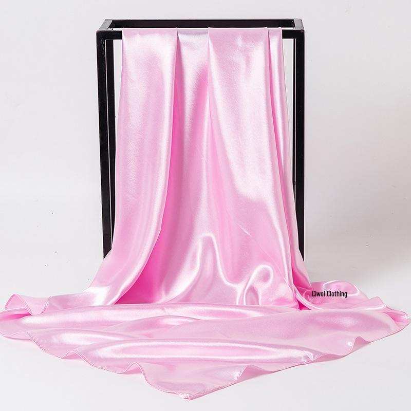 Women's Silky European Satin Silk Scarf Shawl - Large 90x90cm, Plain Color, Square Headscarf